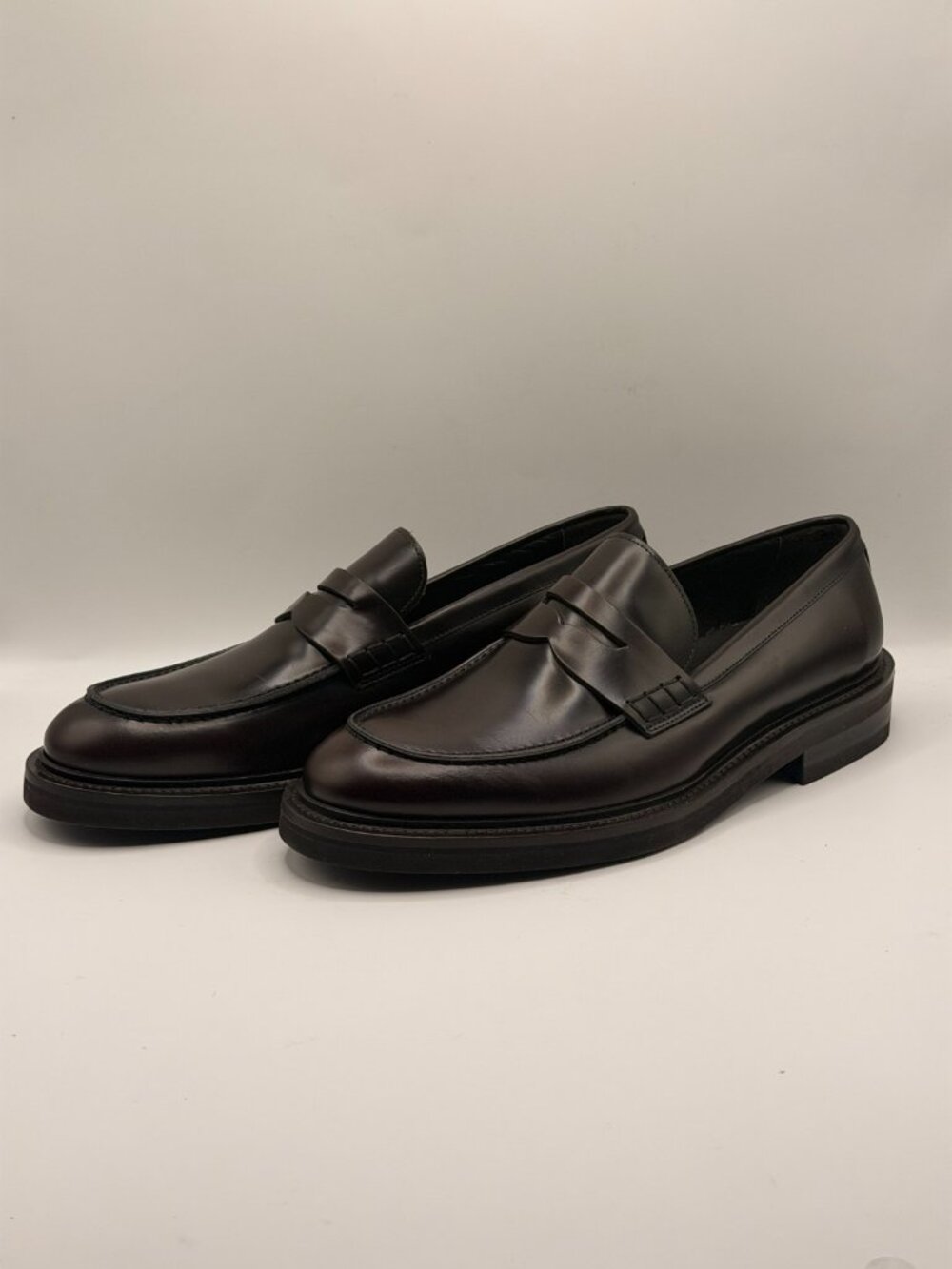 Too Boot New York Mens Balboa Dark Brown Leather Penny Slip-On Sz 8